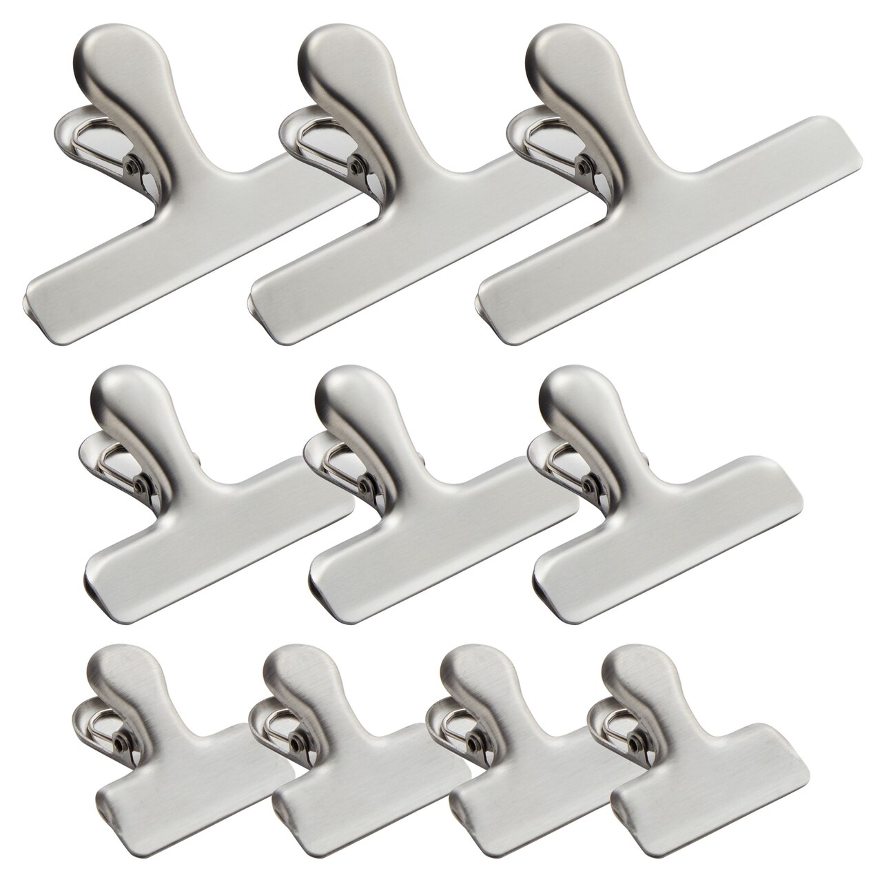 Set of 10 Metal Chip Clips for Food Storage, Stainless Steel Bag Clips for Kitchen Supplies (3 Sizes)